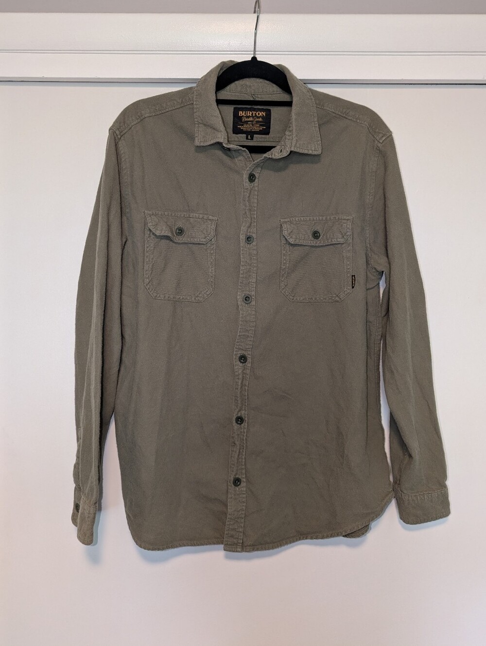 Men's Burton Brighton Olive Green Cotton Flannel Shirt